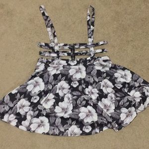 Floral suspenders skater skirt / dress